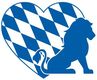 Logo: Blauer Löwe mit Herz in Bayernfarben