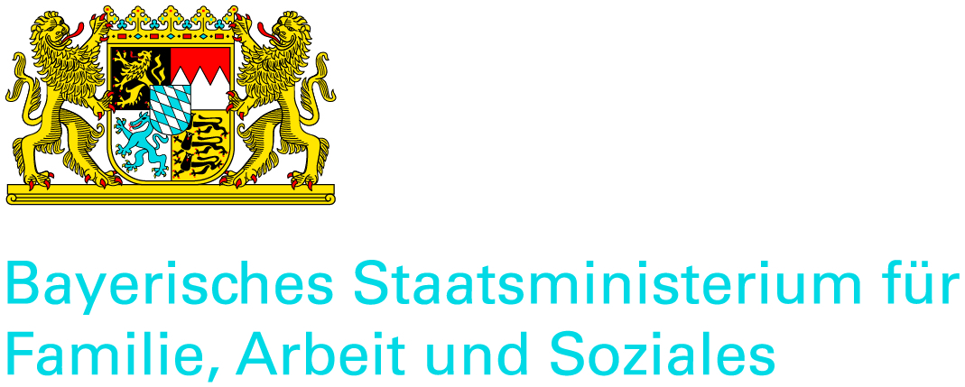 Bayerisches Wappen. Darunter steht: Bayerisches Staatsministerium für Familie, Arbeit und Soziales